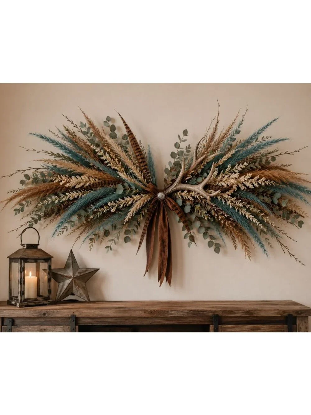 Teal Pampas Grass Stems 13 Pc Wispy Artificial Filler Grass 16 Inch Faux Floral